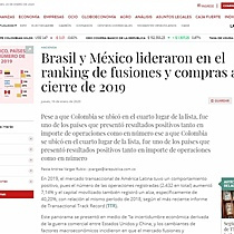 Brasil y Mxico lideraron en el ranking de fusiones y compras al cierre de 2019